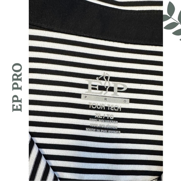 EP Pro Women’s Golf Shirt Navy White Stripe Short Sleeve Collar Shirt Size XL - Picture 5 of 5